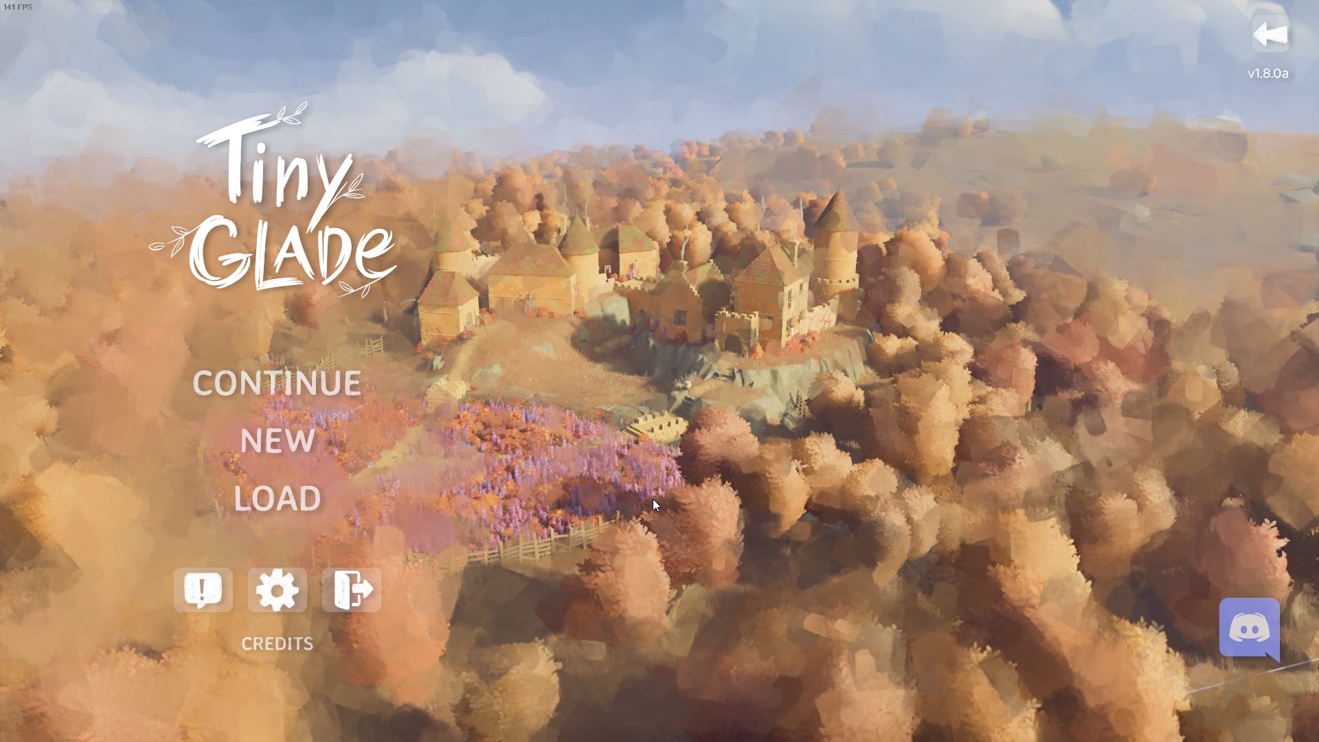 the tiny glade pause screen with an autumn theme